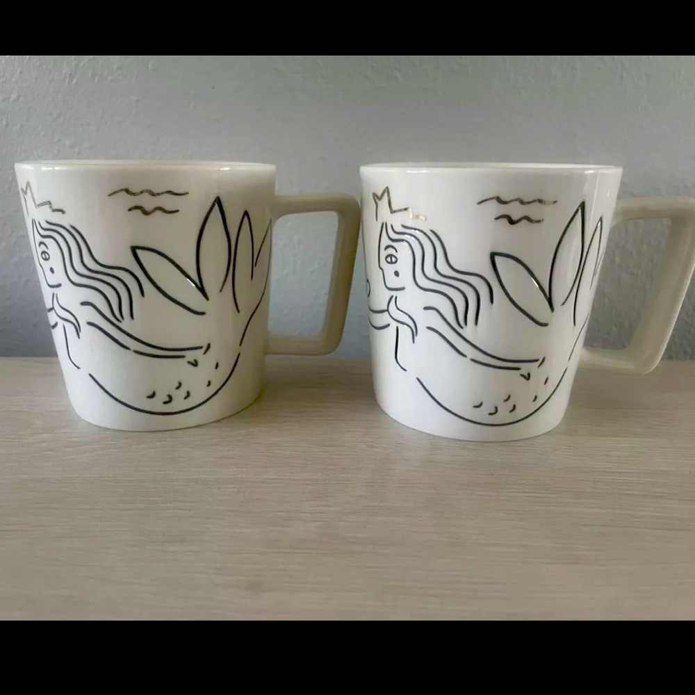 Starbucks Siren Mermaid Ceramic Coffee Mug 2017 Collection 12oz. Set of 2